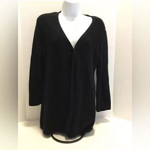DAISY FUENTES Womens Size Small - Long Sleeve Black Button Open Sweater Cardigan